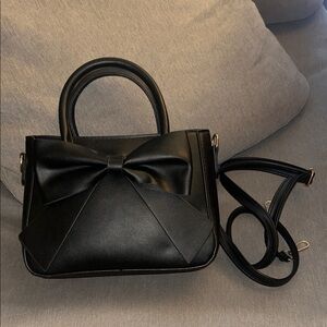 Elegant Small Black Bow Handbag